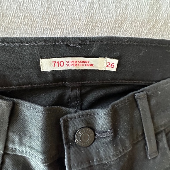 Levi's 710 Super Skinny Black Wax Coated Jeans, Size 26, Black - Picture 6 of 13